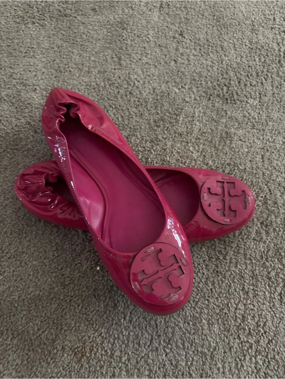 Women's Tory Burch Pink Patent Leather Ballet Flats